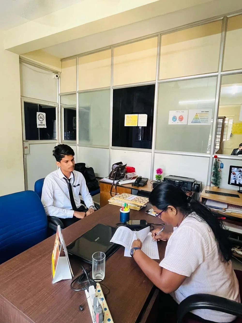 Sanju diploma in hotel management, best hotel management course in Kochi student attending an interview as part of our guaranteed placement program.
