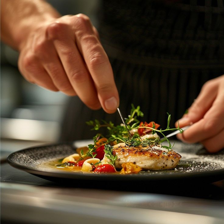 Chef Plating Dish image on our blog about why culinary arts is the heart of hotel management.